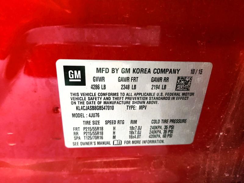 Продажа на аукционе авто 2016 Buick Encore, vin: KL4CJASB8GB547010, номер лота: 58119566
