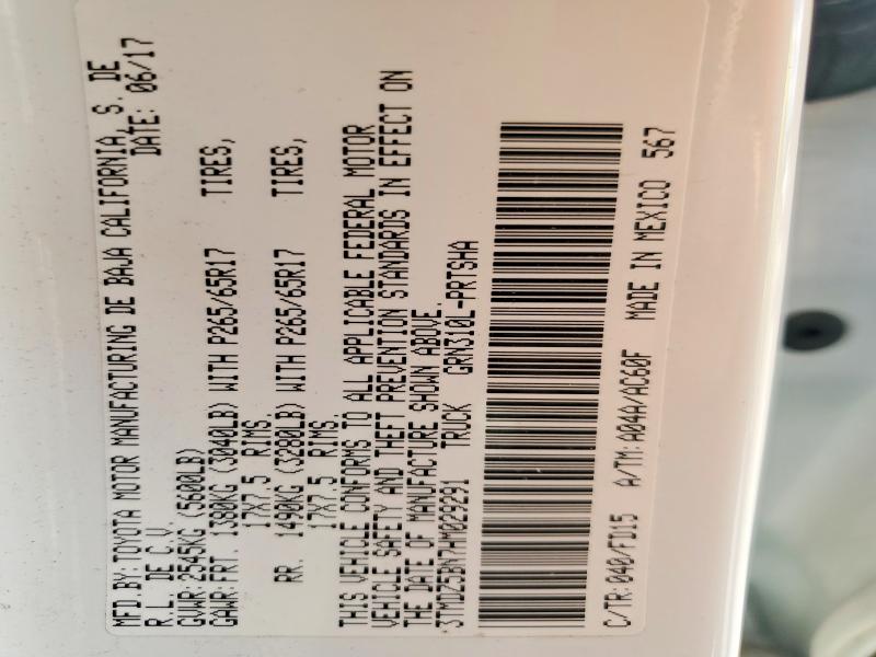54972166 :رقم المزاد ، 3TMDZ5BN7HM029291 vin ، 2017 Toyota Tacoma مزاد بيع