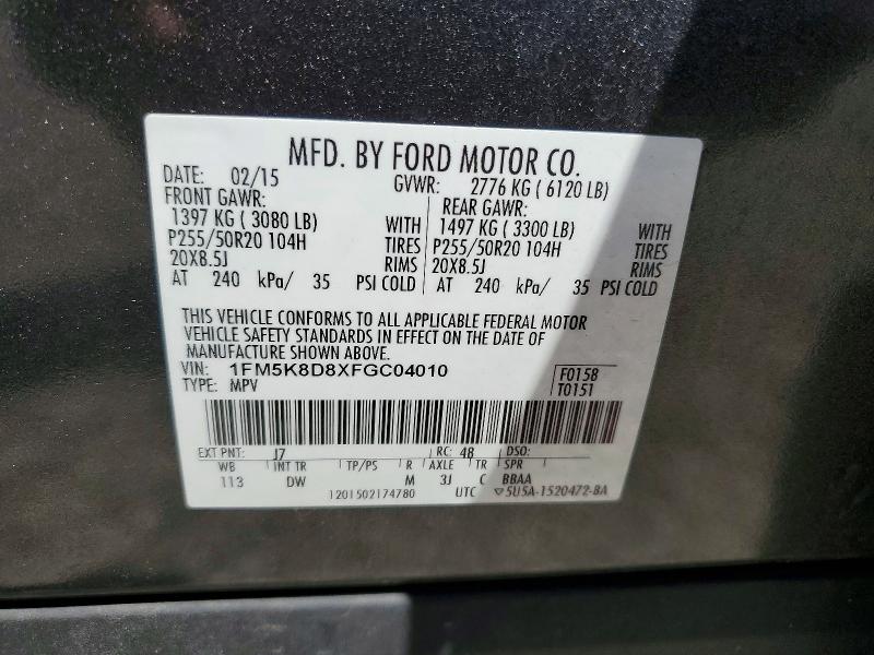 Aukcja sprzedaży 2015 Ford Explorer, vin: 1FM5K8D8XFGC04010, numer aukcji: 55324836