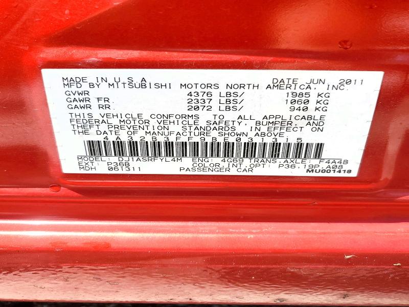 2011 Mitsubishi Galant მანქანა იყიდება აუქციონზე, vin: 4A32B3FF9BE031315, აუქციონის ნომერი: 55962926