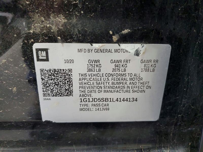 Продажа на аукционе авто 2020 Chevrolet Sonic, vin: 1G1JD5SB1L4144134, номер лота: 57361796