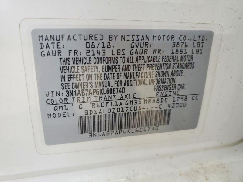 Aukcja sprzedaży 2019 Nissan Sentra, vin: 3N1AB7AP6KL606740, numer aukcji: 56272576