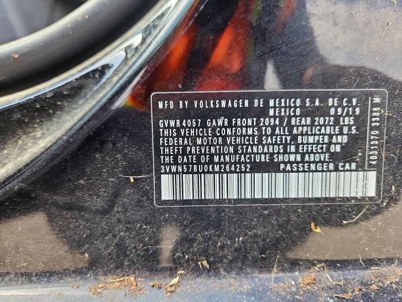 59019056 :رقم المزاد ، 3VWN57BU0KM264252 vin ، 2019 Volkswagen Jetta مزاد بيع