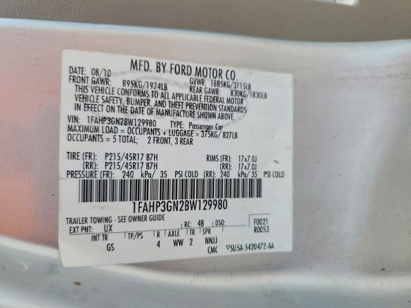 55937136 :رقم المزاد ، 1FAHP3GN2BW129980 vin ، 2011 Ford Focus مزاد بيع