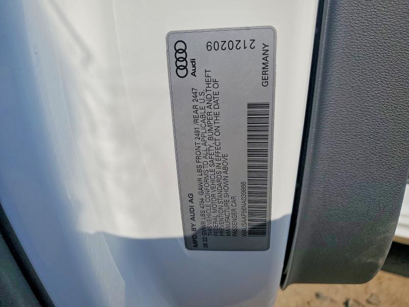 Aukcja sprzedaży 2022 Audi A5, vin: WAUSAAF56NA039866, numer aukcji: 56028296