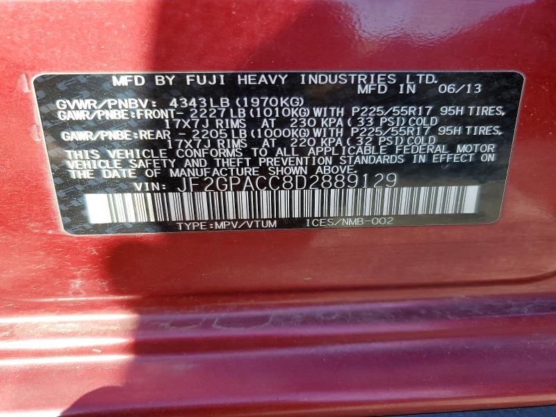 55721986 :رقم المزاد ، JF2GPACC8D2889129 vin ، 2013 Subaru Xv Crosstrek مزاد بيع