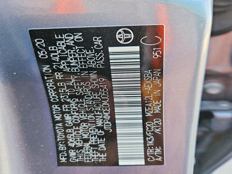 Продаж на аукціоні авто 2021 Toyota Corolla, vin: JTDP4MCE0MJ055419, номер лоту: 55916146