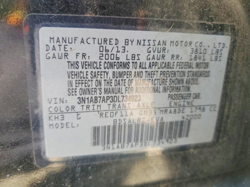 Aukcja sprzedaży 2013 Nissan Sentra, vin: 3N1AB7AP3DL734923, numer aukcji: 55547826
