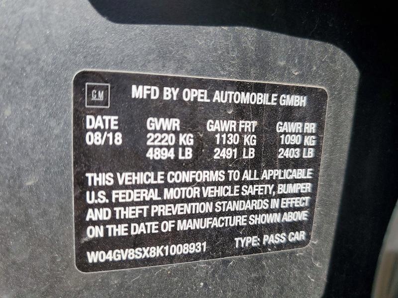 Aukcja sprzedaży 2019 Buick Regal Tourx, vin: W04GV8SX8K1008931, numer aukcji: 53751126