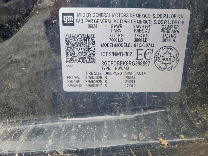 Aukcja sprzedaży 2024 Chevrolet Silverado, vin: 3GCPDBEK8RG398897, numer aukcji: 55082396