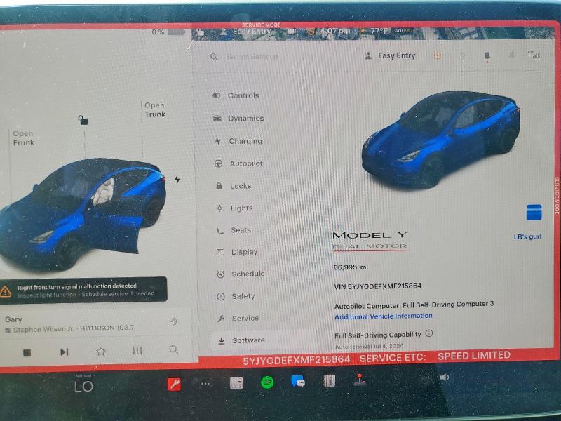 Продажа на аукционе авто 2021 Tesla Model Y, vin: 5YJYGDEFXMF215864, номер лота: 54007496