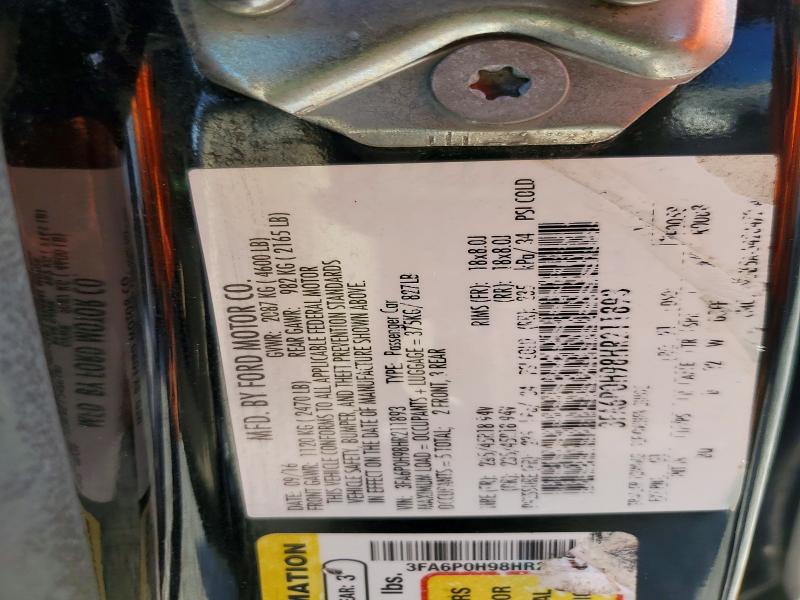 2017 Ford Fusion მანქანა იყიდება აუქციონზე, vin: 3FA6P0H98HR211893, აუქციონის ნომერი: 58325926