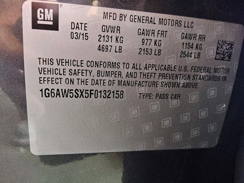 57113116 :رقم المزاد ، 1G6AW5SX5F0132158 vin ، 2015 Cadillac Cts مزاد بيع