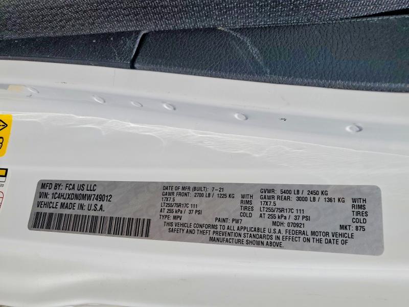 Продаж на аукціоні авто 2021 Jeep Wrangler Unlimited, vin: 1C4HJXDN0MW749012, номер лоту: 55903076