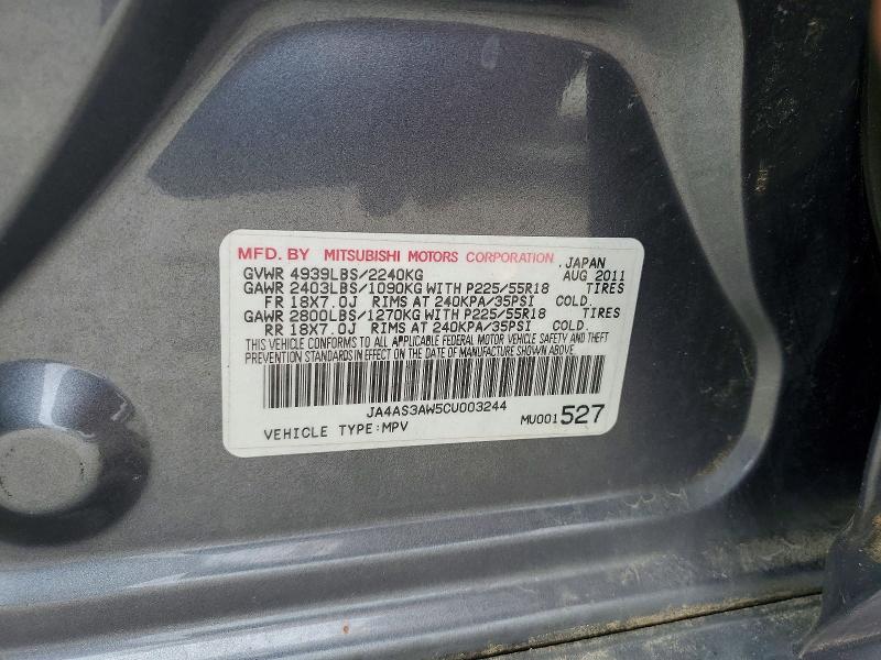 Aukcja sprzedaży 2012 Mitsubishi Outlander, vin: JA4AS3AW5CU003244, numer aukcji: 58979156