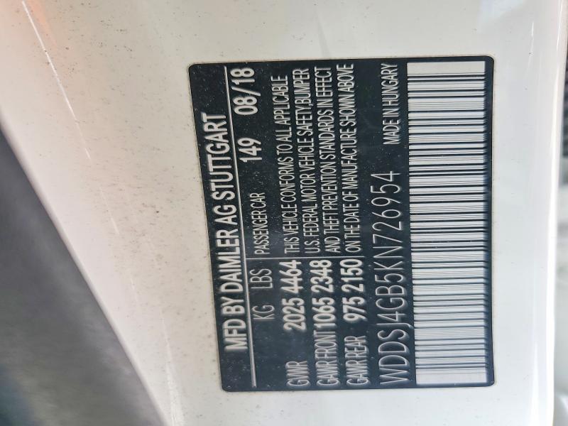 55883866 :رقم المزاد ، WDDSJ4GB5KN726954 vin ، 2019 Mercedes-benz Cla مزاد بيع