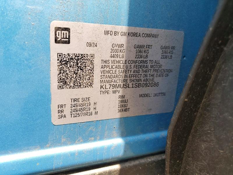 2025 Chevrolet Trailblazer მანქანა იყიდება აუქციონზე, vin: KL79MUSL1SB092086, აუქციონის ნომერი: 58655746