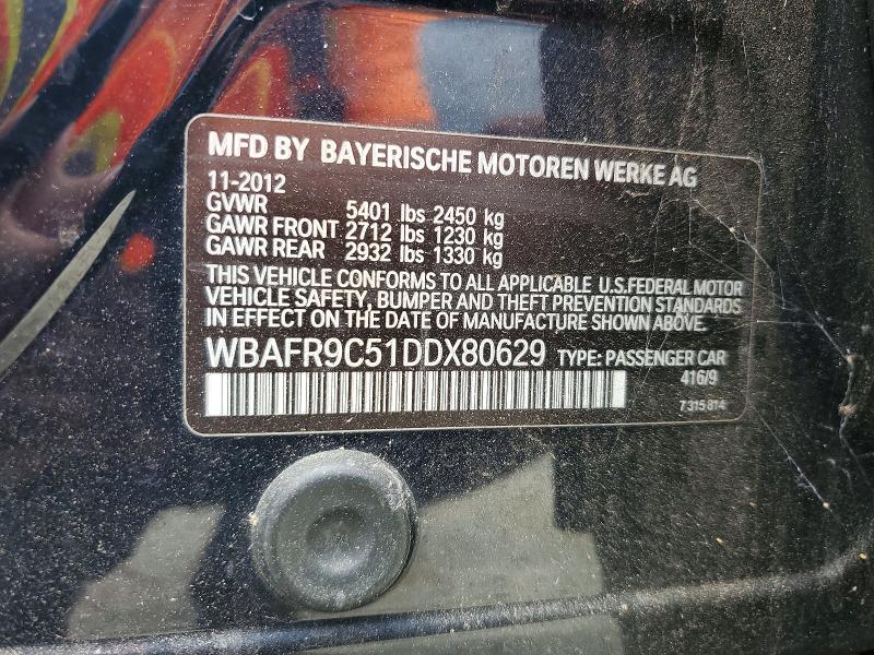 2013 Bmw 550 მანქანა იყიდება აუქციონზე, vin: WBAFR9C51DDX80629, აუქციონის ნომერი: 55729826