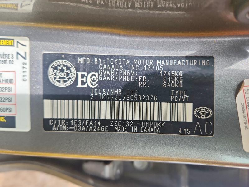 Aukcja sprzedaży 2006 Toyota Matrix, vin: 2T1KR32E56C582376, numer aukcji: 55886366
