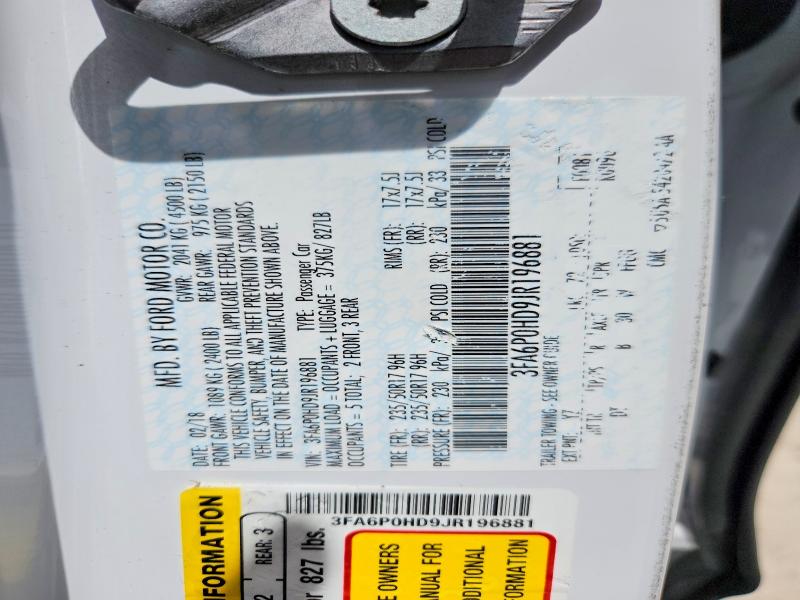 Aukcja sprzedaży 2018 Ford Fusion, vin: 3FA6P0HD9JR196881, numer aukcji: 55102436