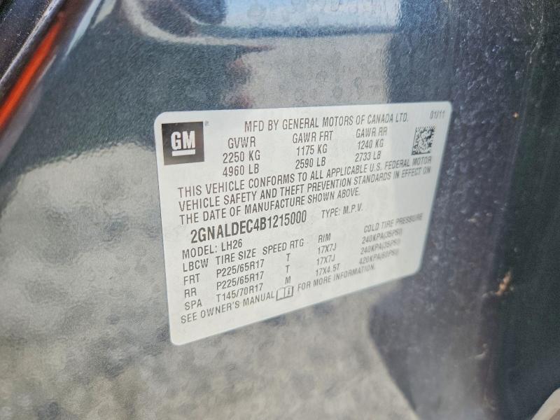 56154236 :رقم المزاد ، 2GNALDEC4B1215000 vin ، 2011 Chevrolet Equinox مزاد بيع