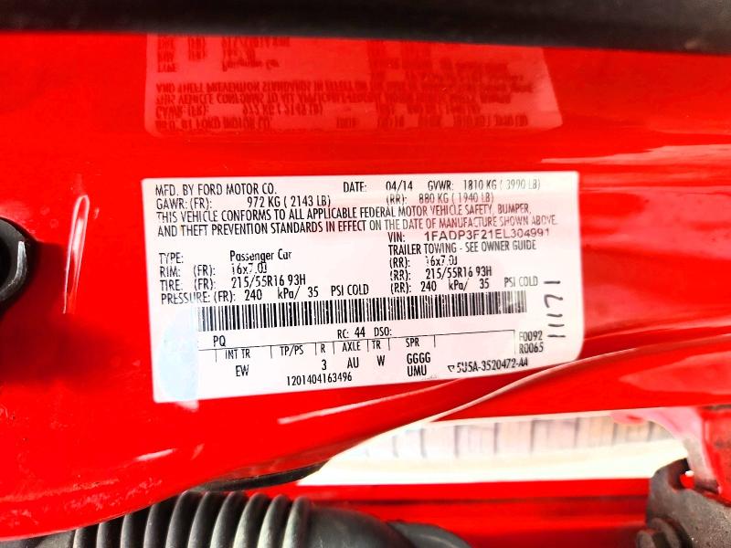 Продаж на аукціоні авто 2014 Ford Focus, vin: 1FADP3F21EL304991, номер лоту: 57384846