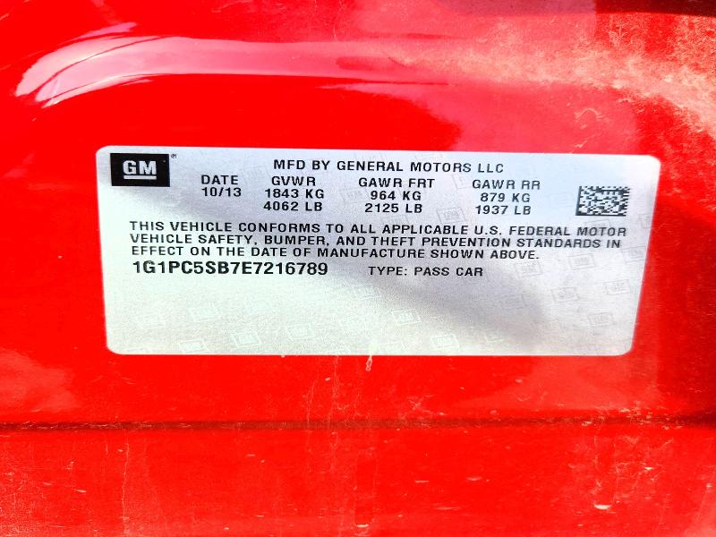 55856676 :رقم المزاد ، 1G1PC5SB7E7216789 vin ، 2014 Chevrolet Cruze مزاد بيع