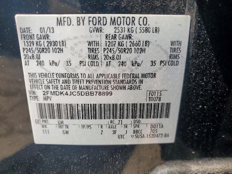 Aukcja sprzedaży 2013 Ford Edge, vin: 2FMDK4JC5DBB78899, numer aukcji: 57348966
