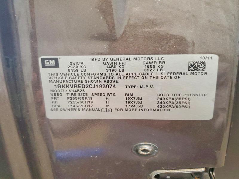 2012 Gmc Acadia მანქანა იყიდება აუქციონზე, vin: 1GKKVRED2CJ183074, აუქციონის ნომერი: 55673116