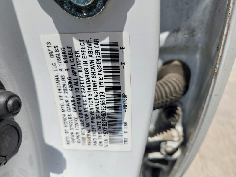 Продаж на аукціоні авто 2013 Honda Civic, vin: 19XFB2F96DE266139, номер лоту: 57519246