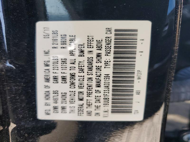 56613356 :رقم المزاد ، 19UUB1F33JA001594 vin ، 2018 Acura Tlx مزاد بيع