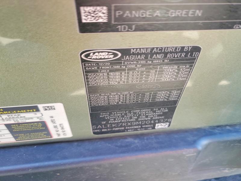Aukcja sprzedaży 2021 Land Rover Defender, vin: SALEK7RX9M2044378, numer aukcji: 57026816