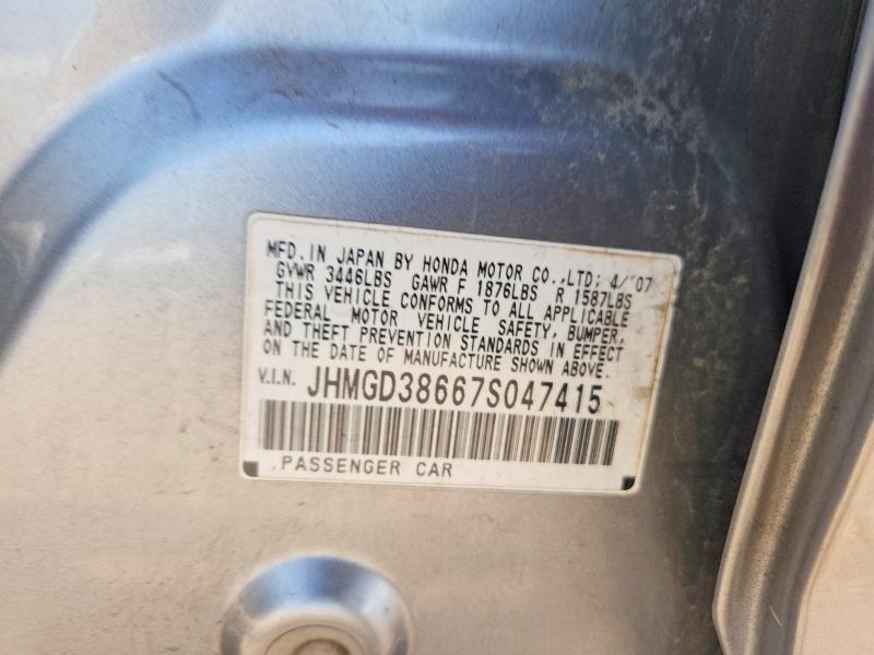 Auction sale of the 2007 Honda Fit, vin: JHMGD38667S047415, lot number: 58558026