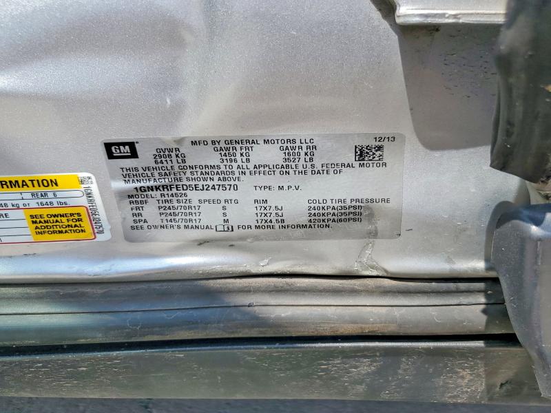 58571736 :رقم المزاد ، 1GNKRFED5EJ247570 vin ، 2014 Chevrolet Traverse مزاد بيع