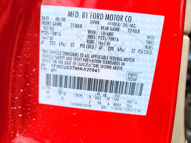 Продаж на аукціоні авто 2009 Ford Escape, vin: 1FMCU03799KA25843, номер лоту: 57848916