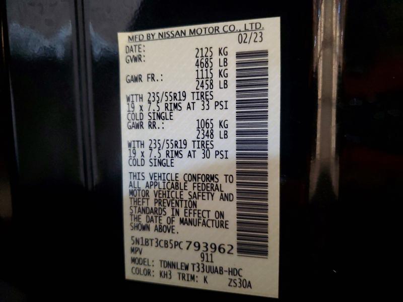 55797586 :رقم المزاد ، 5N1BT3CB5PC793962 vin ، 2023 Nissan Rogue مزاد بيع