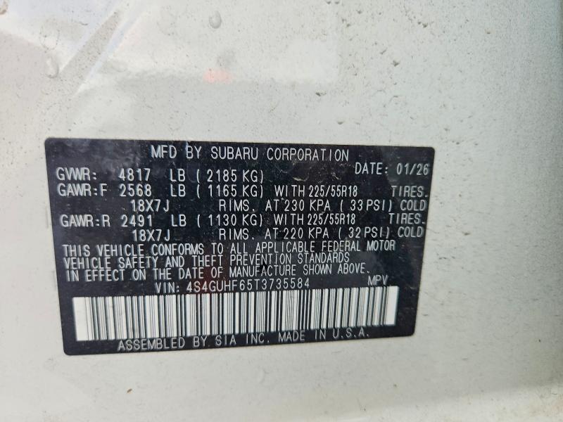Aukcja sprzedaży 2026 Subaru Crosstrek, vin: 4S4GUHF65T3735584, numer aukcji: 57207966