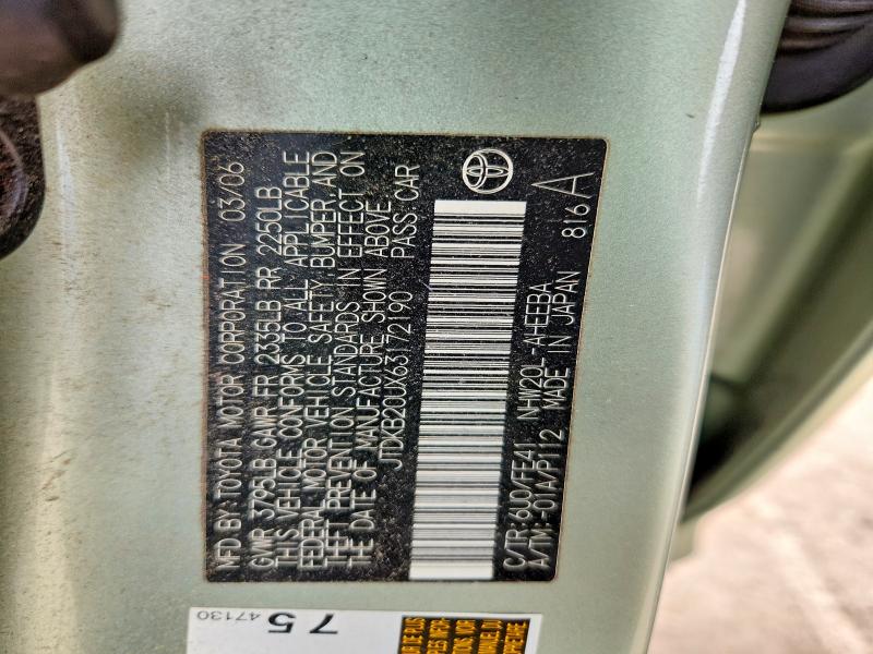 Продаж на аукціоні авто 2006 Toyota Prius, vin: JTDKB20UX63172190, номер лоту: 55599716