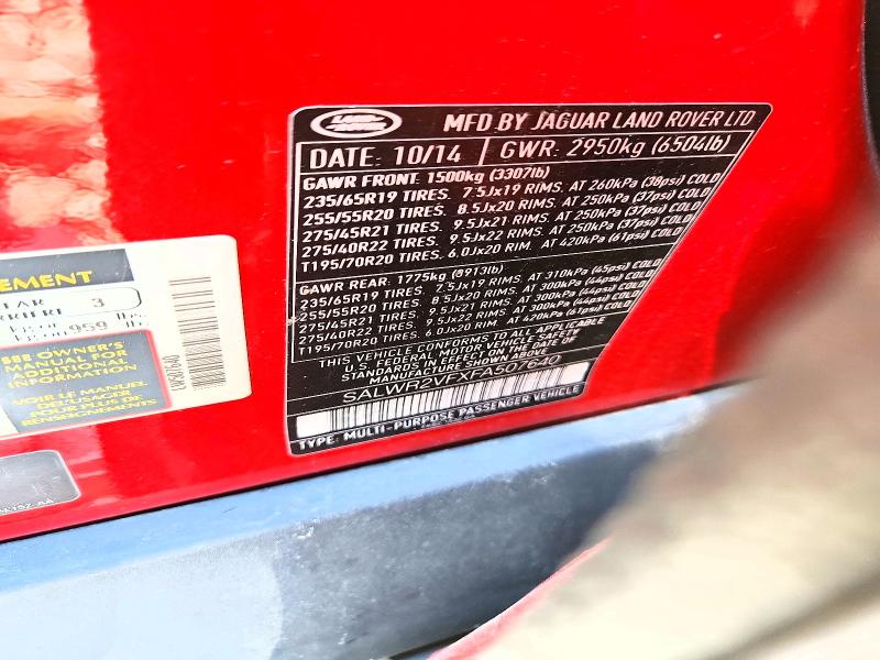 2015 Land Rover Range Rover Sport მანქანა იყიდება აუქციონზე, vin: SALWR2VFXFA507640, აუქციონის ნომერი: 58832476
