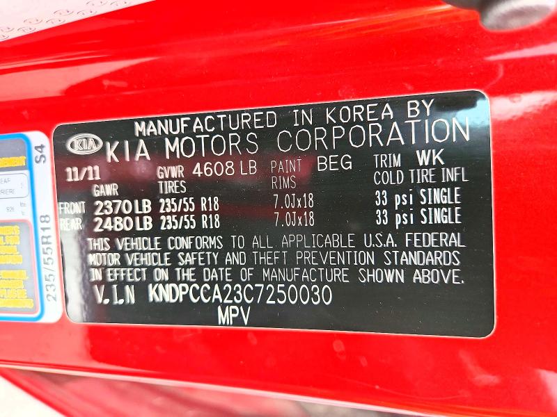 Продажа на аукционе авто 2012 Kia Sportage, vin: KNDPCCA23C7250030, номер лота: 55773316