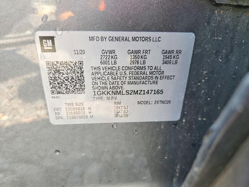 57747676 :رقم المزاد ، 1GKKNMLS2MZ147165 vin ، 2021 Gmc Acadia مزاد بيع