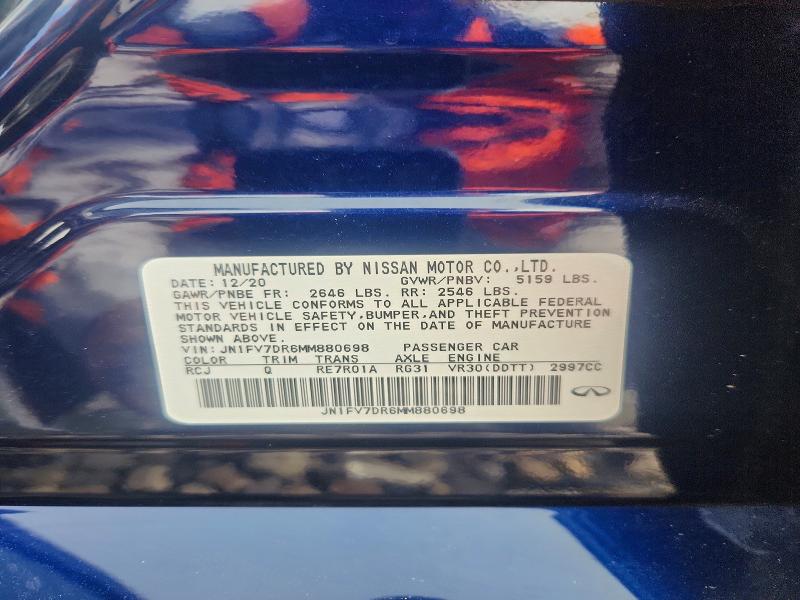 2021 Infiniti Q50 მანქანა იყიდება აუქციონზე, vin: JN1FV7DR6MM880698, აუქციონის ნომერი: 55014206
