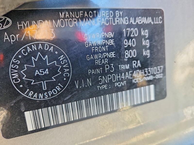 Продажа на аукционе авто 2013 Hyundai Elantra, vin: 5NPDH4AE4DH331037, номер лота: 58744126