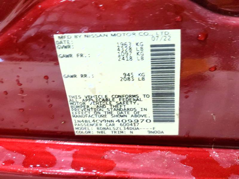 55859946 :رقم المزاد ، 1N4BL4CV9NN409970 vin ، 2022 Nissan Altima مزاد بيع