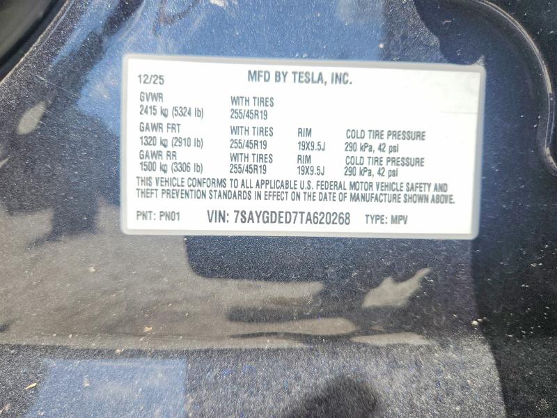 Aukcja sprzedaży 2026 Tesla Model Y, vin: 7SAYGDED7TA620268, numer aukcji: 58592606