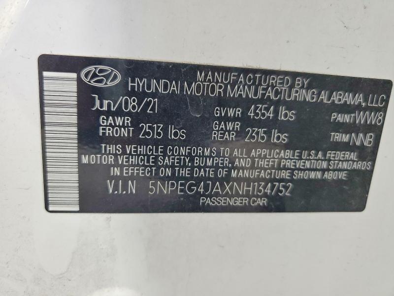 Продаж на аукціоні авто 2022 Hyundai Sonata, vin: 5NPEG4JAXNH134752, номер лоту: 55737186