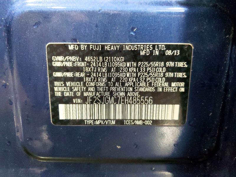 2014 Subaru Forester მანქანა იყიდება აუქციონზე, vin: JF2SJGMC7EH485556, აუქციონის ნომერი: 57490066