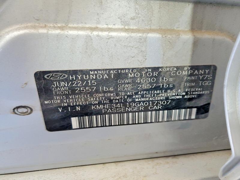 Продаж на аукціоні авто 2016 Hyundai Sonata Hybrid, vin: KMHE34L19GA017307, номер лоту: 55553916