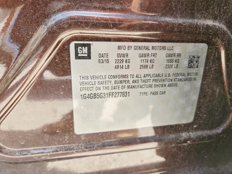 55851516 :رقم المزاد ، 1G4GB5G31FF277831 vin ، 2015 Buick Lacrosse مزاد بيع