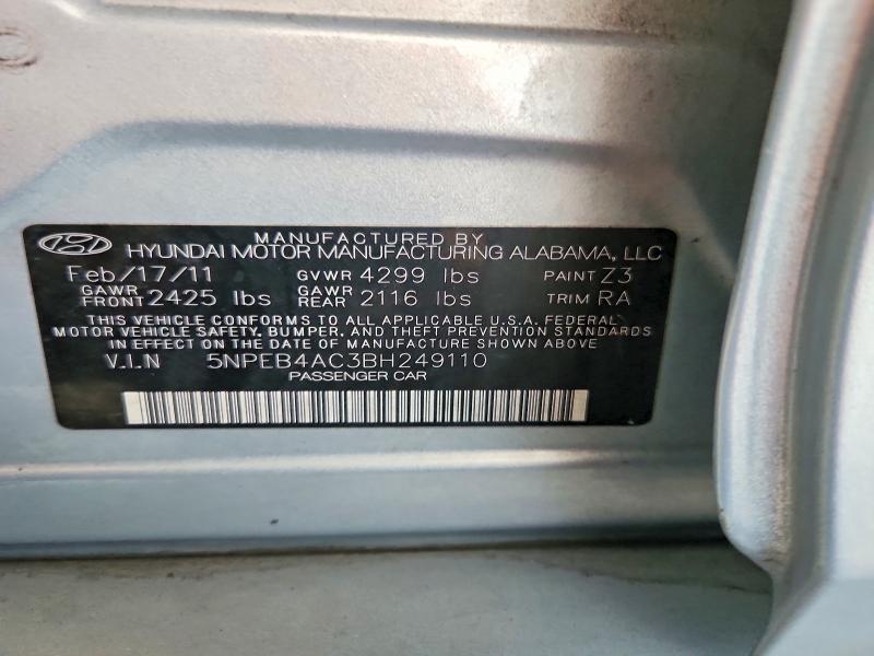 56668306 :رقم المزاد ، 5NPEB4AC3BH249110 vin ، 2011 Hyundai Sonata مزاد بيع